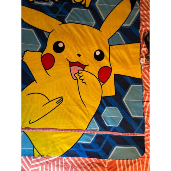 Pokemon Throw Blanket 45x60 Pikachu Yellow Blue Naptime Toddler Cozycore Cosplay - Picture 4 of 8